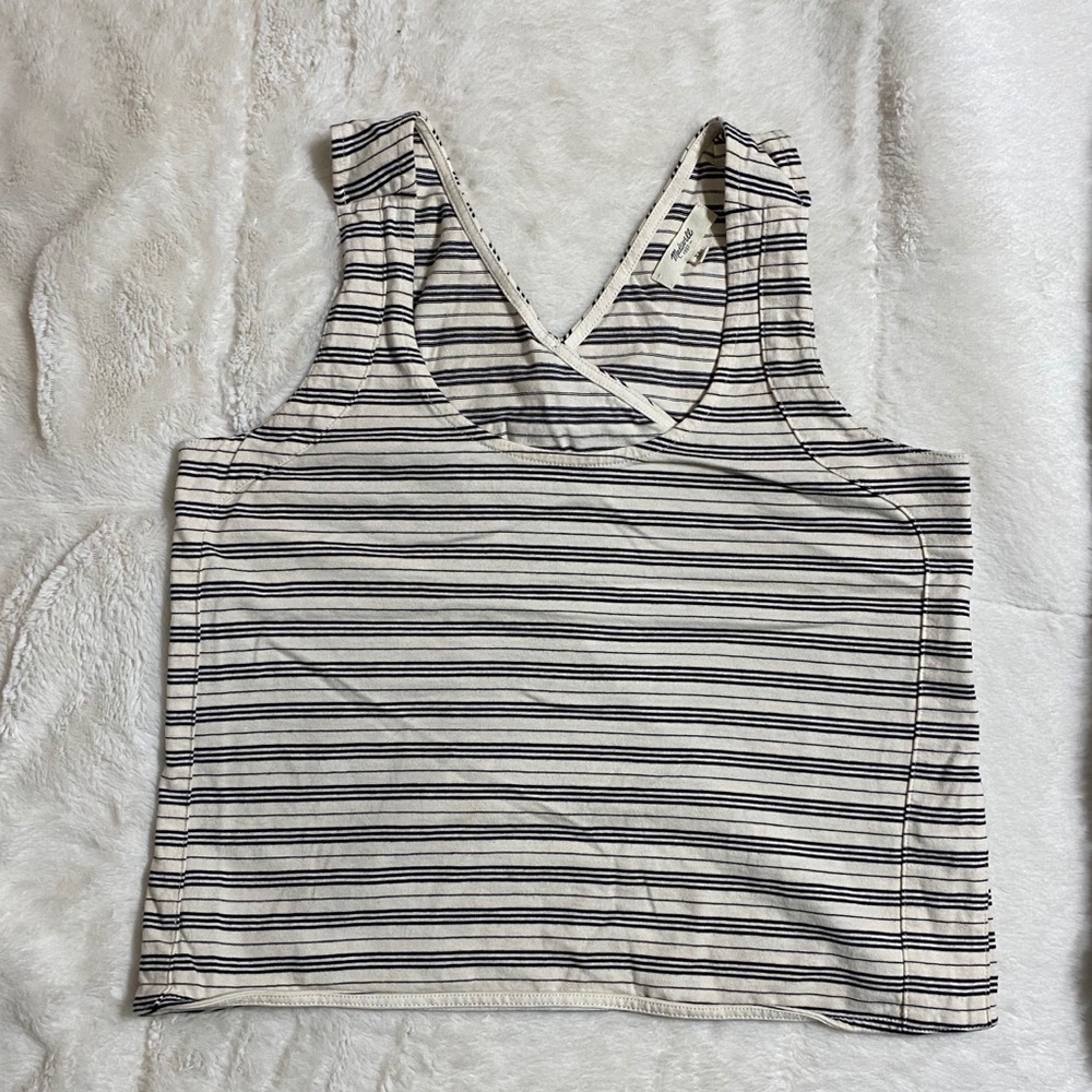 Madewell Striped Cross-back Crop Tank